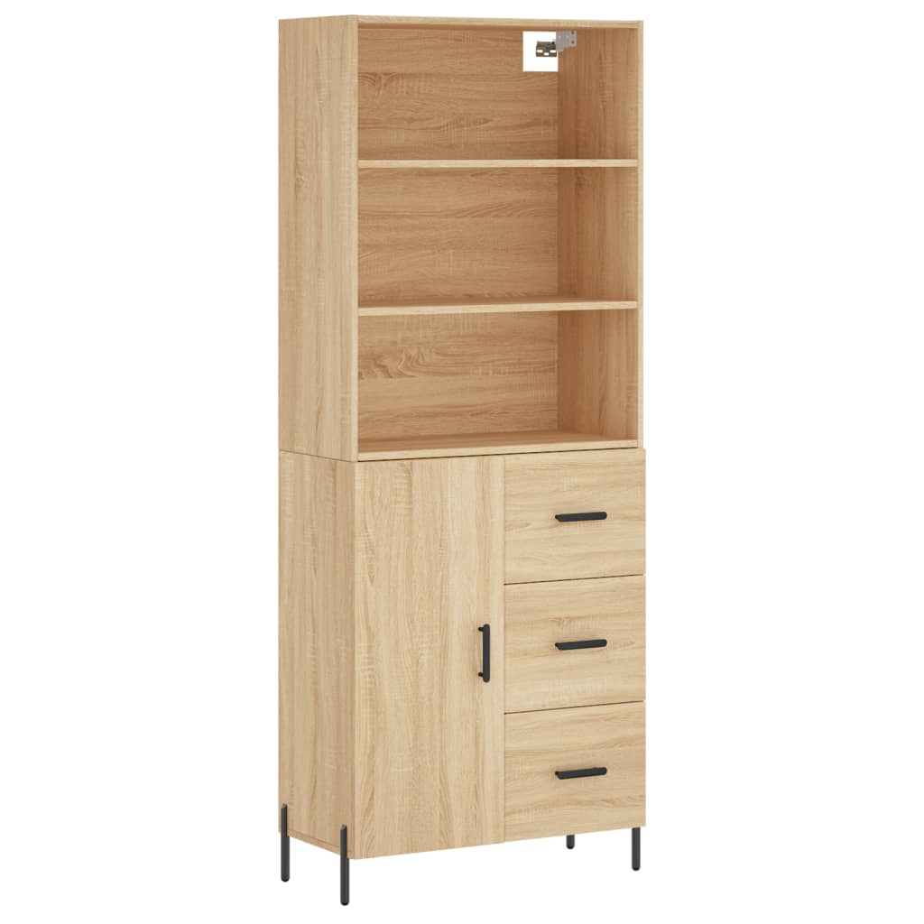 Aparador Alto Madera Contrachapada Color Roble 69,5x34x180 Cm_1
