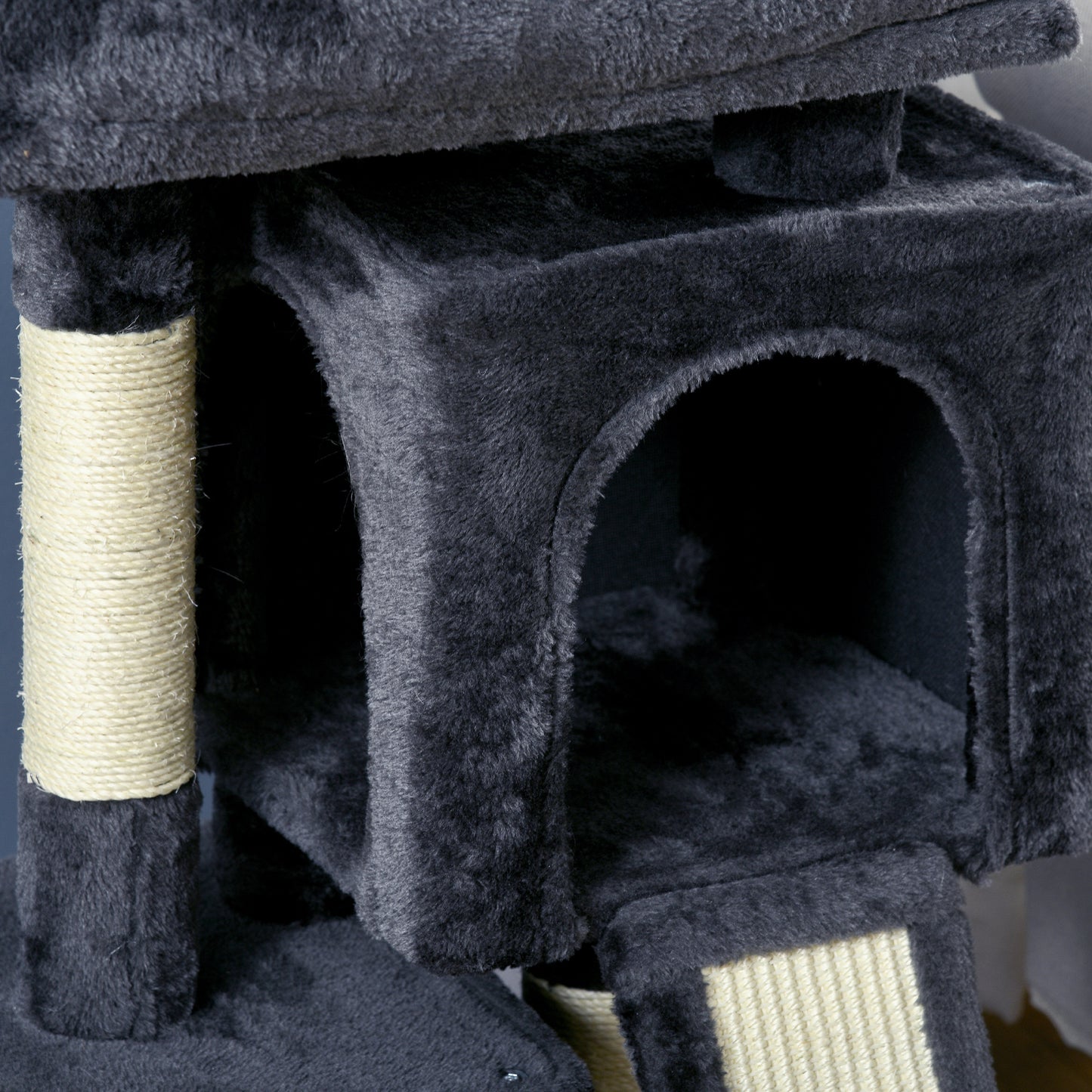 Pawhut Árbol Para Gatos Con Postes Y Tablero Rascador Cuevas Cama Suave 59x39x83_4