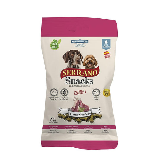 Petiscos de Cordeiro Serrano para Cães 100g Mediterrâneo