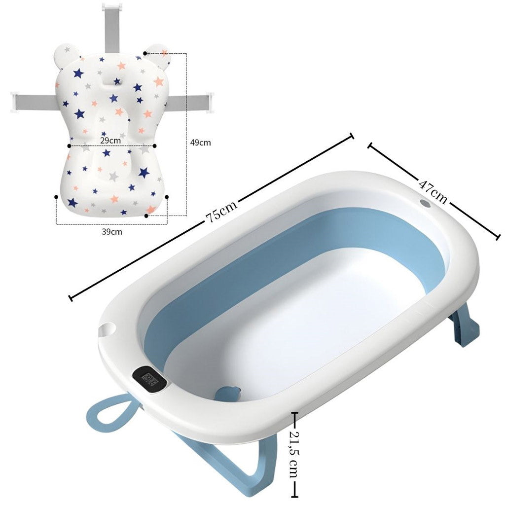 Bathby Bañera Plegable Azul Para Bebés, Cojín Reductor, Termómetro, Patas Antideslizantes (azul Pastel)_3
