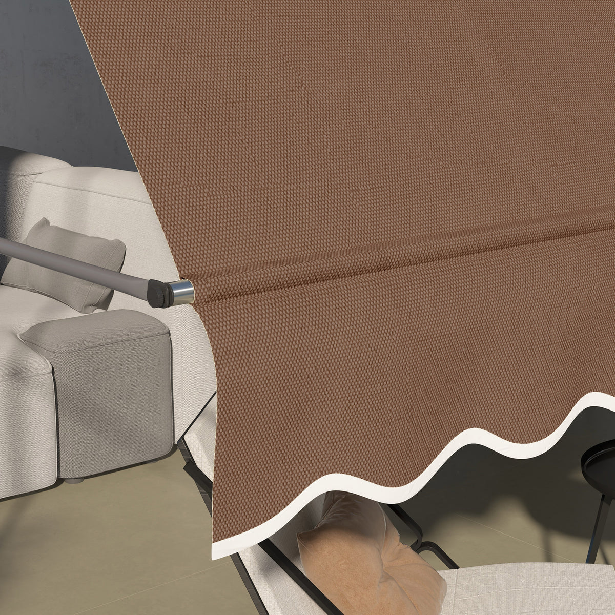 Toldo Manual Retráctil Outsunny Poliéster, Aluminio Café 300x120x300 Cm_3