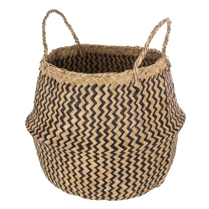 Wellhome - Canasta Decorativa Rústica Nature Y Negro_0