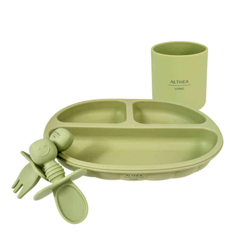 Vajilla De Silicona Orgánica - 8 Piezas - Verde Oliva._1