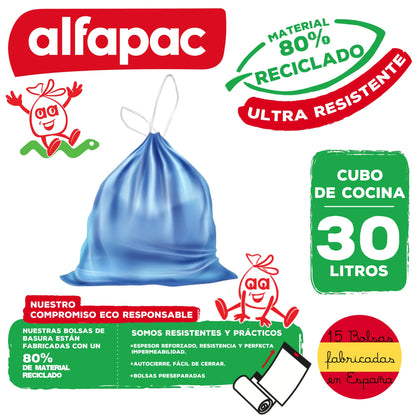 Pack de 20 Rollos de 15 Bolsas de basura 55x60cm 30L autocierre_1