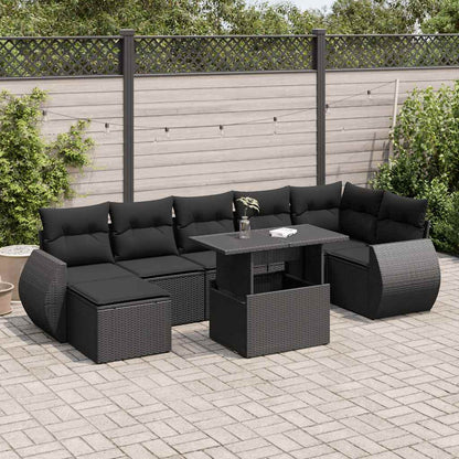 Set De Sofás De Jardín Y Cojines 8 Piezas Ratán Sintético Negro / Vetonek_5