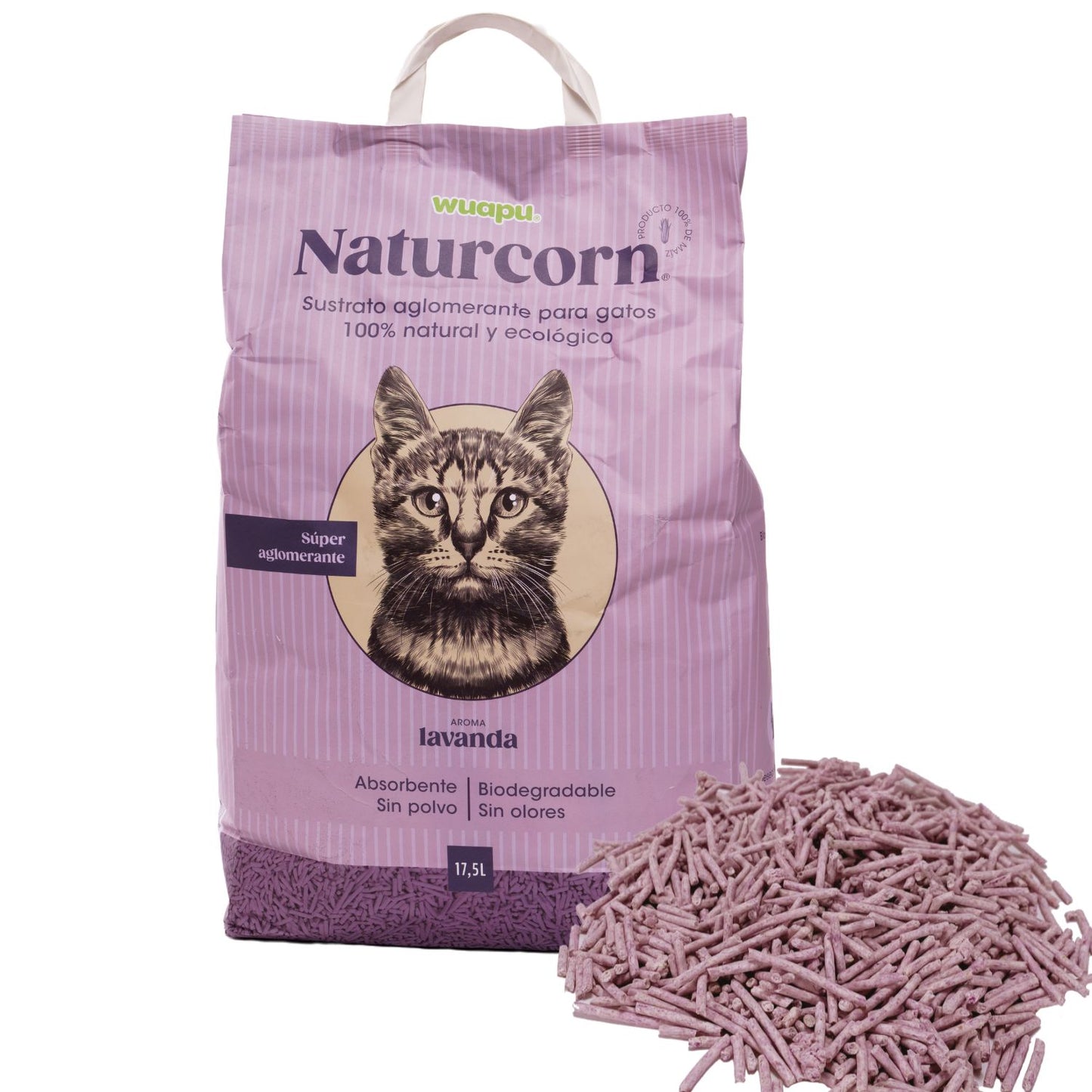 Sustrato Absorbente Wuapu Naturcorn Lavanda En Pelet Biodegradable Para Gato 1 U 6l_2