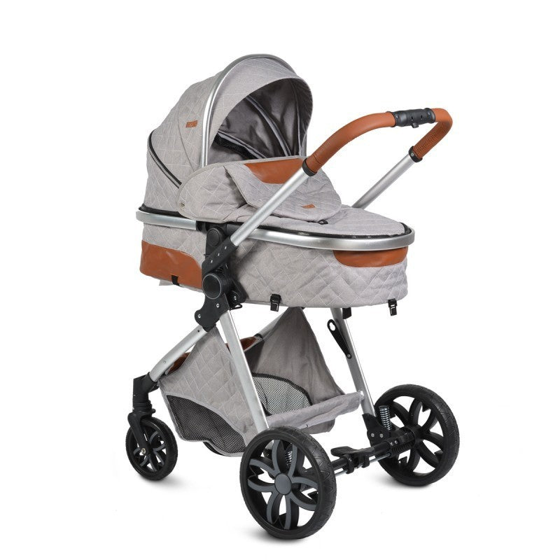 Carrito De Bebé Dúo Convertible Con Detalles En Polipiel Alma Light Grey_2