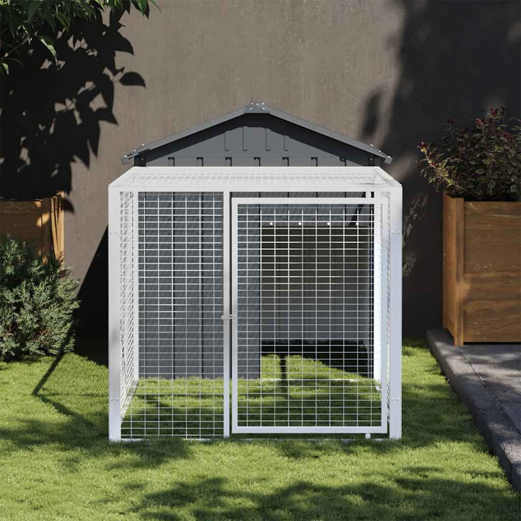 Vidaxl Jaula Para Gallinas Con Corral Antracita 117x201x123 Cm Acero Galvanizado_1