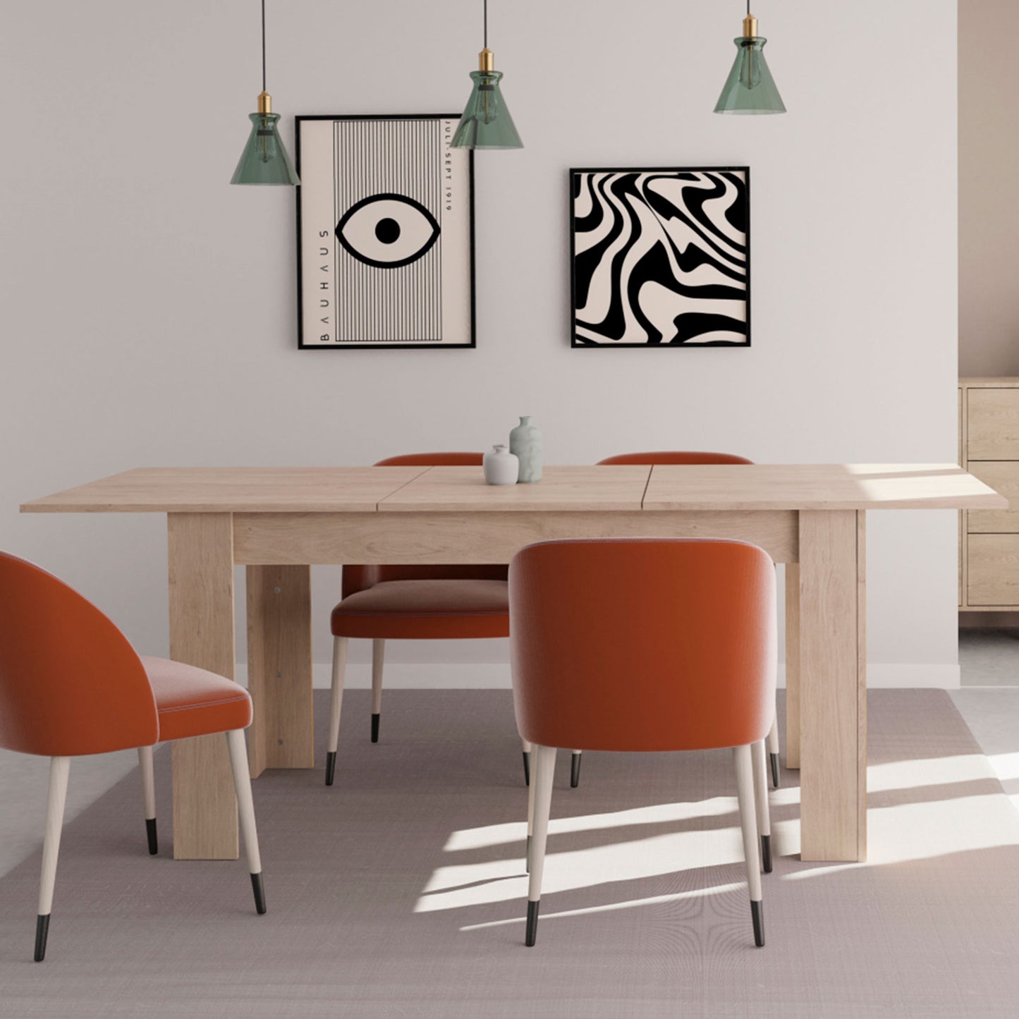 Mesa Comedor Extensible, Salón O Cocina Hasta 10 Personas 77x140-195x80 Cm, Diseño Moderno, Briebe, Opal, Madera_1