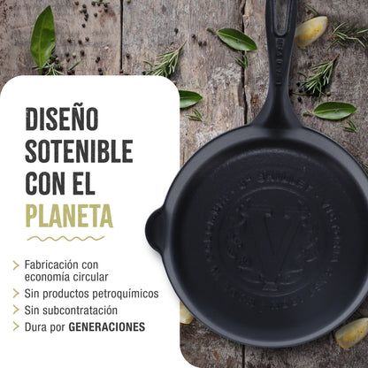 Victoria Sartén Hierro Fundido Curado Inducción 16,5cm, Apta Fuego, Barbacoa, Horno Cast Iron Skillet, 35969, Negro_5
