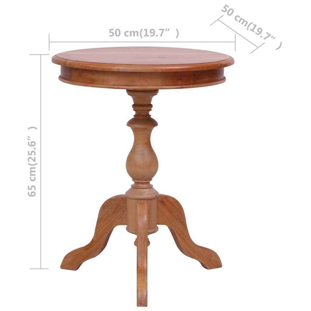 Mesa Auxiliar De Madera Maciza De Caoba Natural 50x50x65 Cm_3