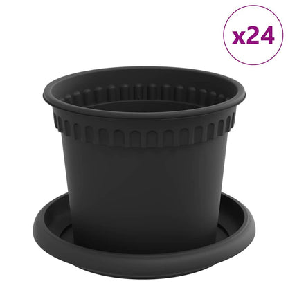 Macetas 24 Uds. Negro Plástico_0