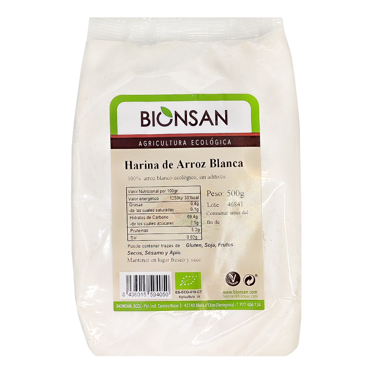 Harina De Arroz Blanco Eco Bionsan Proximidad 500gr_0