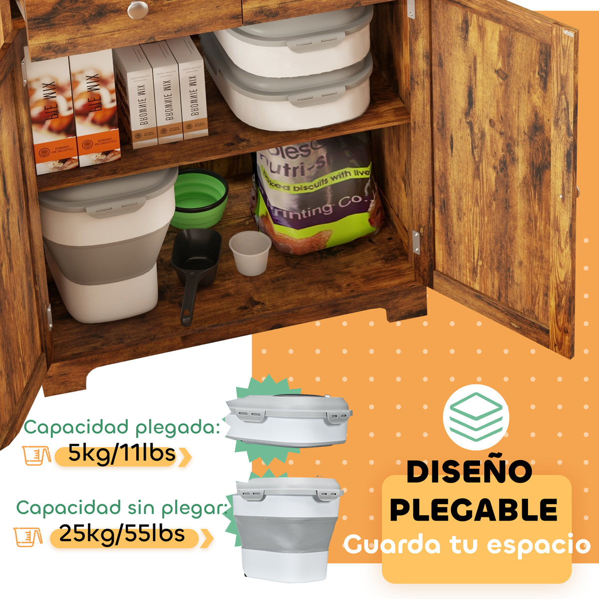 Pawhut Conjunto 1 Comedero Elevado Para Perros Y 1 Contenedor De Comida Blanco_4