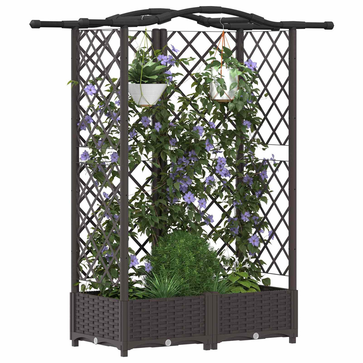 Cama Elevada Con Trellis Y Techo Marrón 124 X 40 X 123 Cm Pp_2