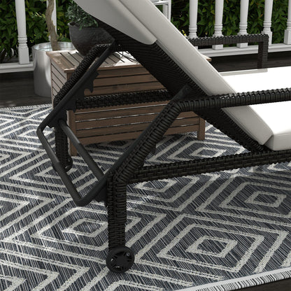 Outsunny Tumbona De Ratán Con Respaldo Ajustable 73x200x48cm Crema Y Negro_4