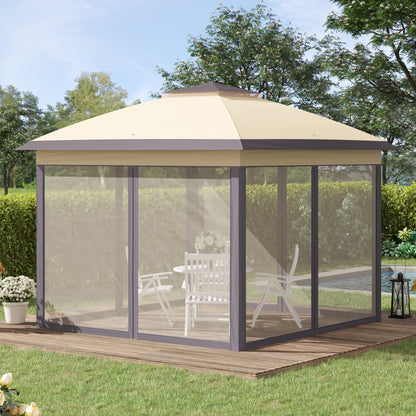 Outsunny Carpa Plegable 3,3x3,3x2,88m Altura Ajustable Doble Techo 4 Mosquiteras_1