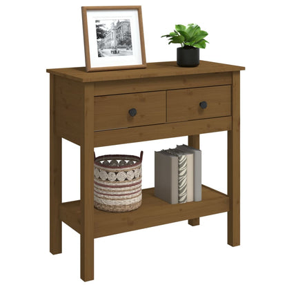 Mesa Consola De Madera Maciza De Pino Marrón Miel 75x35x75 Cm_2