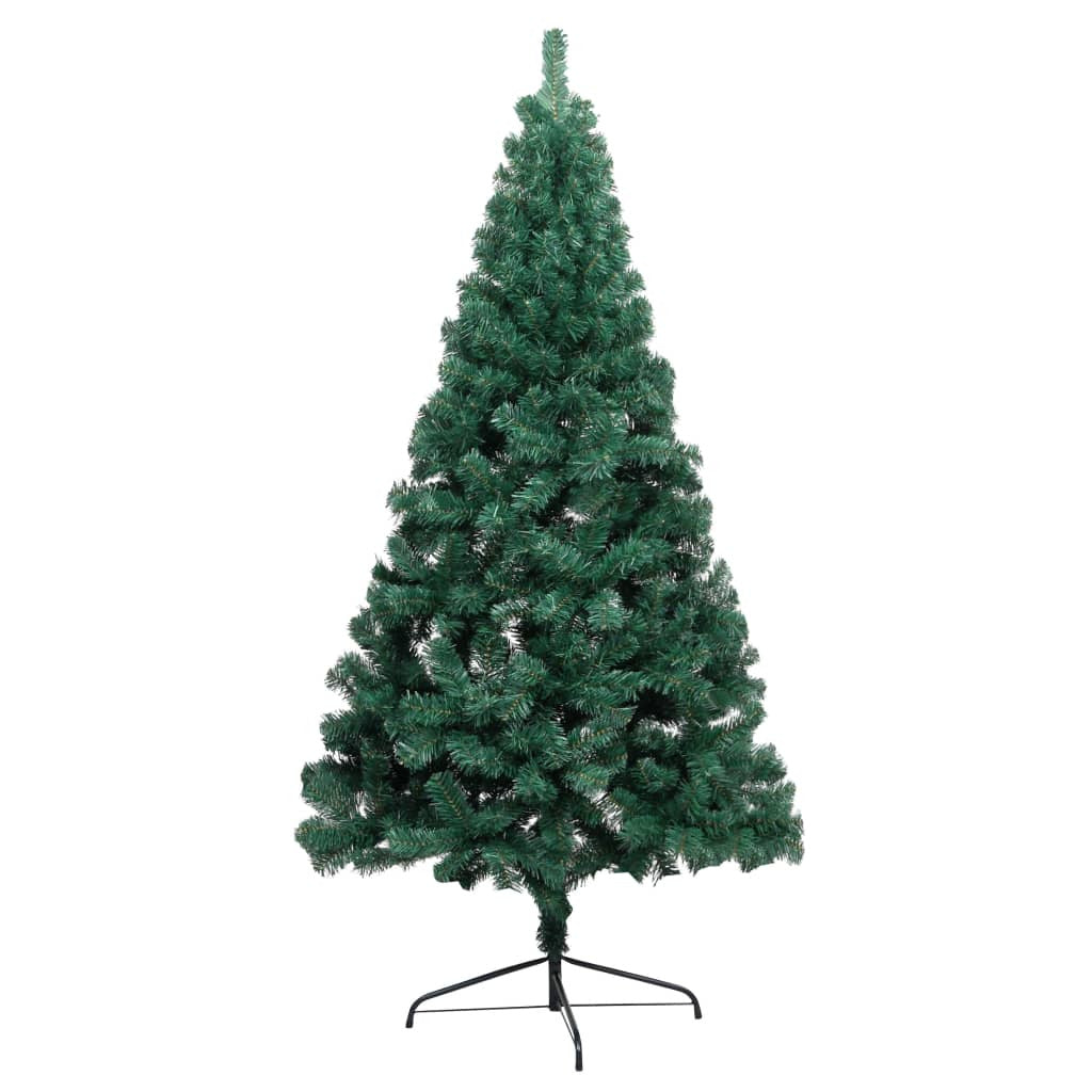 Vidaxl Medio Árbol De Navidad Con Luces Y Soporte Verde 180 Cm_3