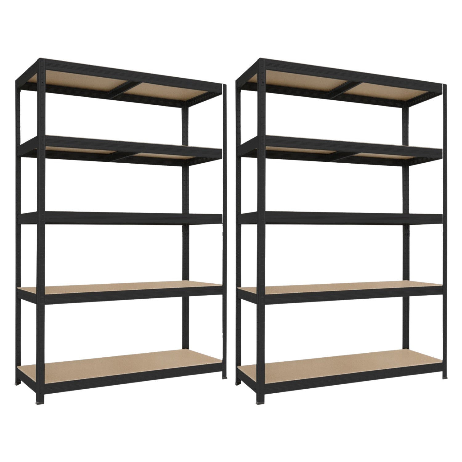 Pack 2 Estanterías Modulares Negras Con 5 Baldas Ajustables 180x120x60cm 1250kg 7house_0