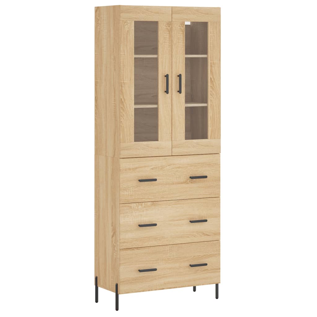 Aparador Alto Madera Contrachapada Color Roble 69,5x34x180 Cm_1