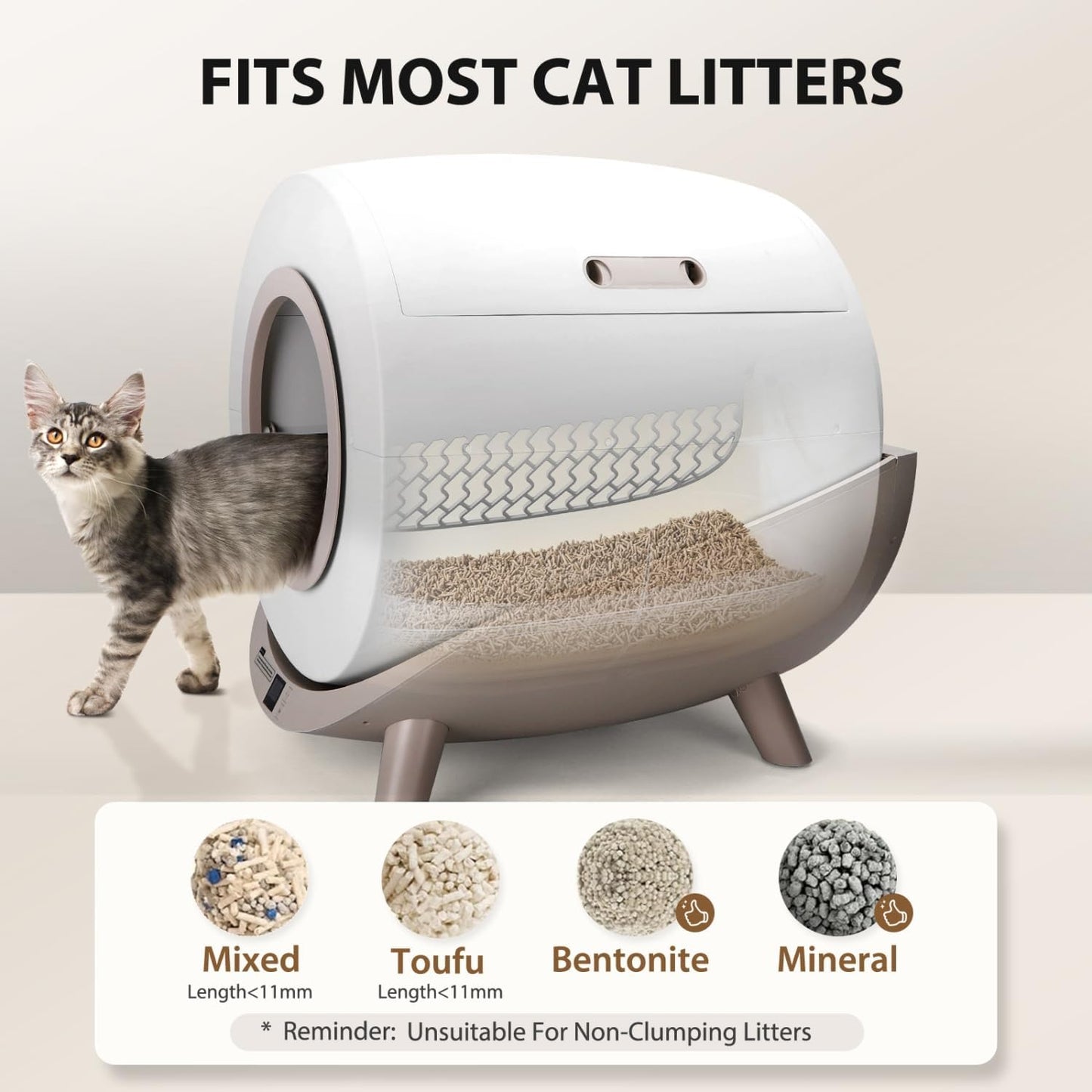 Caixa de areia autolimpante Nobleza Smart com 2 rolos de sacos para areia para gatos