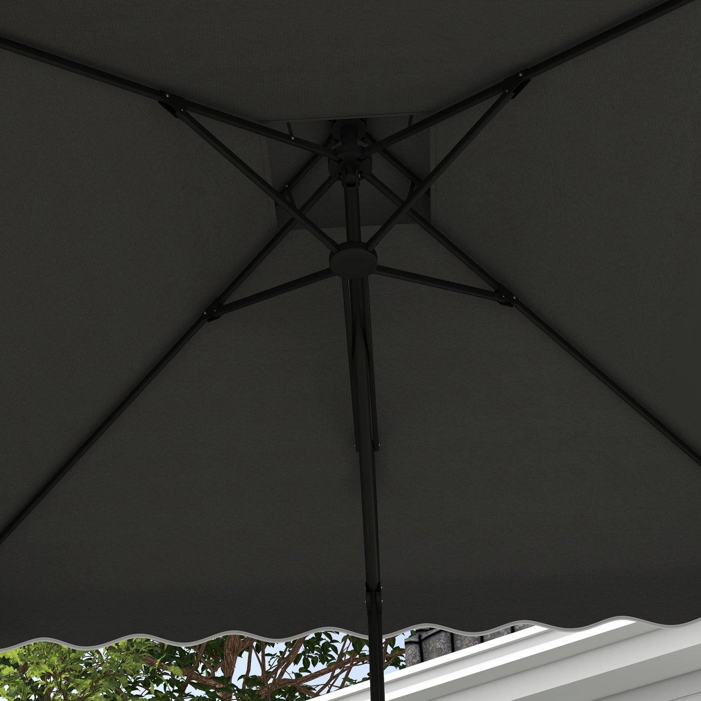 Outsunny Sombrilla Terraza Exterior De 2,5 M Con Manivela Techo Doble Gris_3