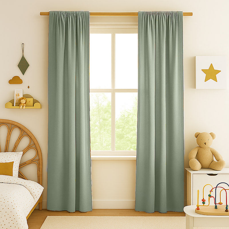 Cortinas De Gasa De Algodón Orgánico Color Verde Para Bebé_5