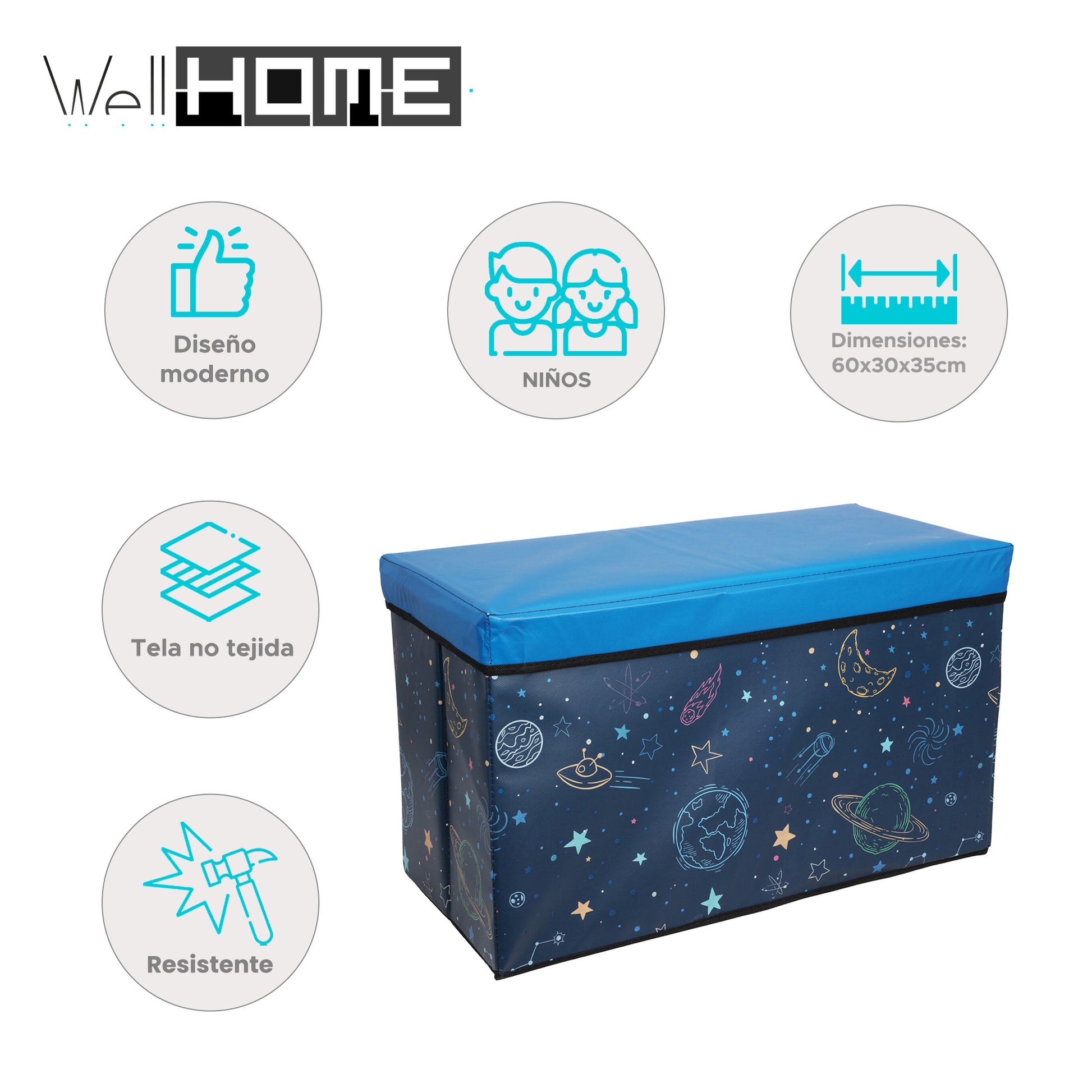 Well Home Caja De Almacenamiento Mds Con Tela No Tejida, Diseño Del Espacio 60x30x35cm_1