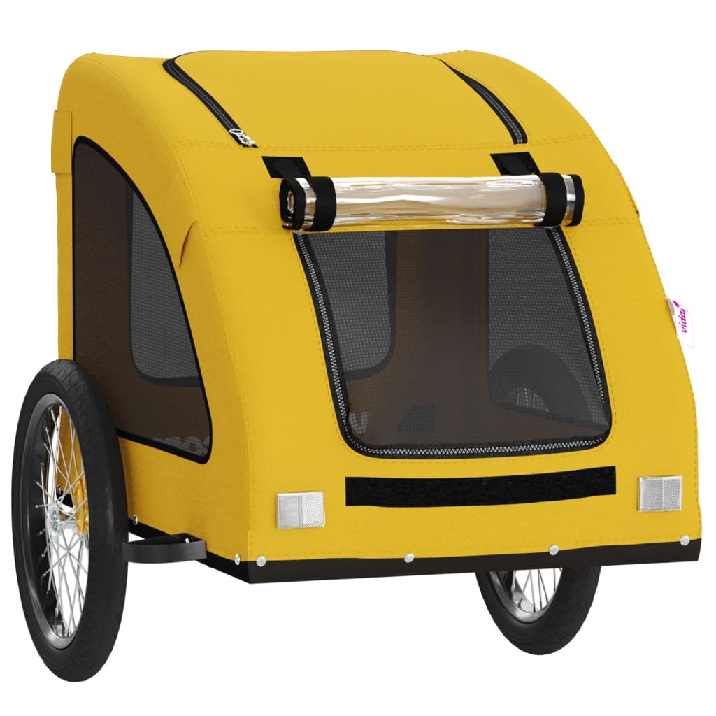 Remolque De Bicicleta Mascotas Hierro Tela Oxford Amarillo_4