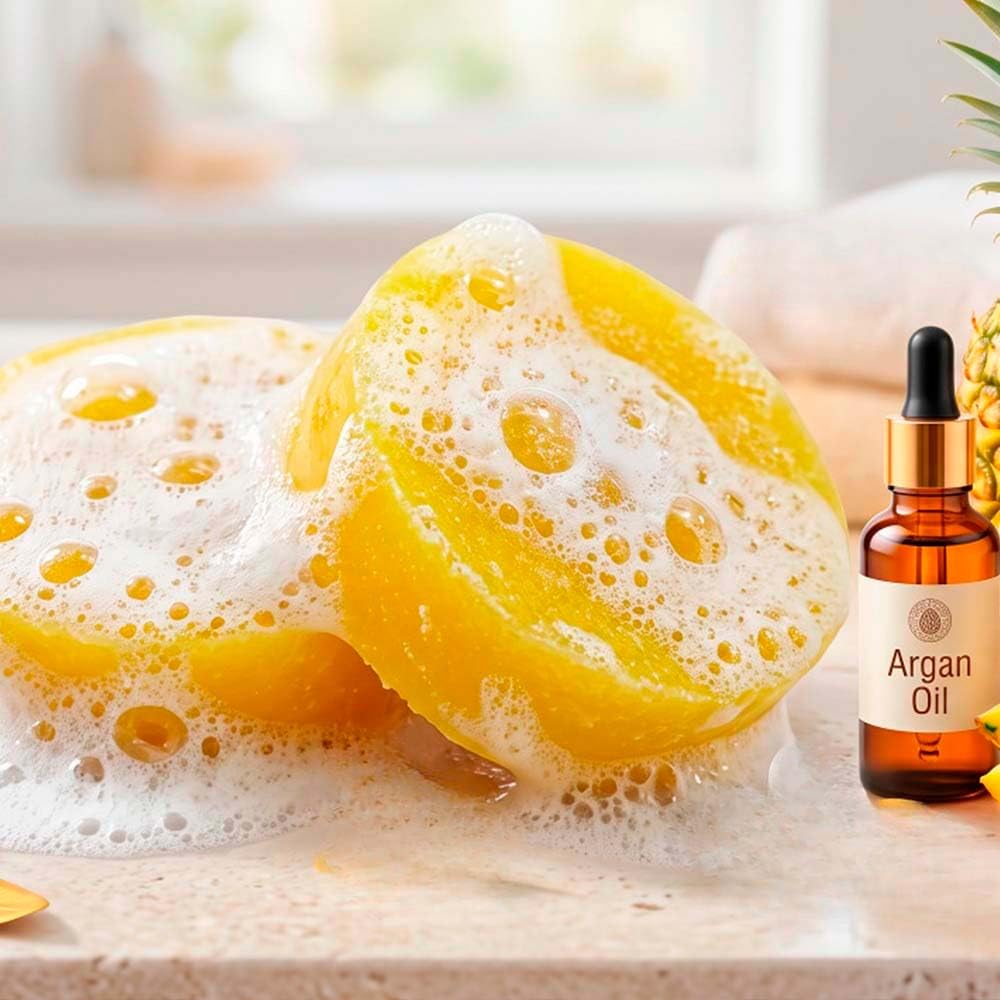 10 Esponjas Jabonosas Varios Usos. Aroma Piña. Ideal Para Viaje O Gym. Apta Todo Tipo De Piel. Con Aceite De Argán_2
