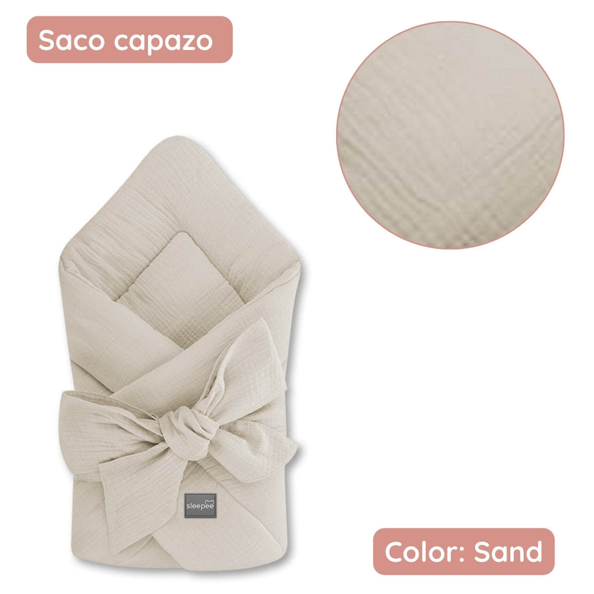 Saco Capazo Bebé Muselina Premium Sand_1