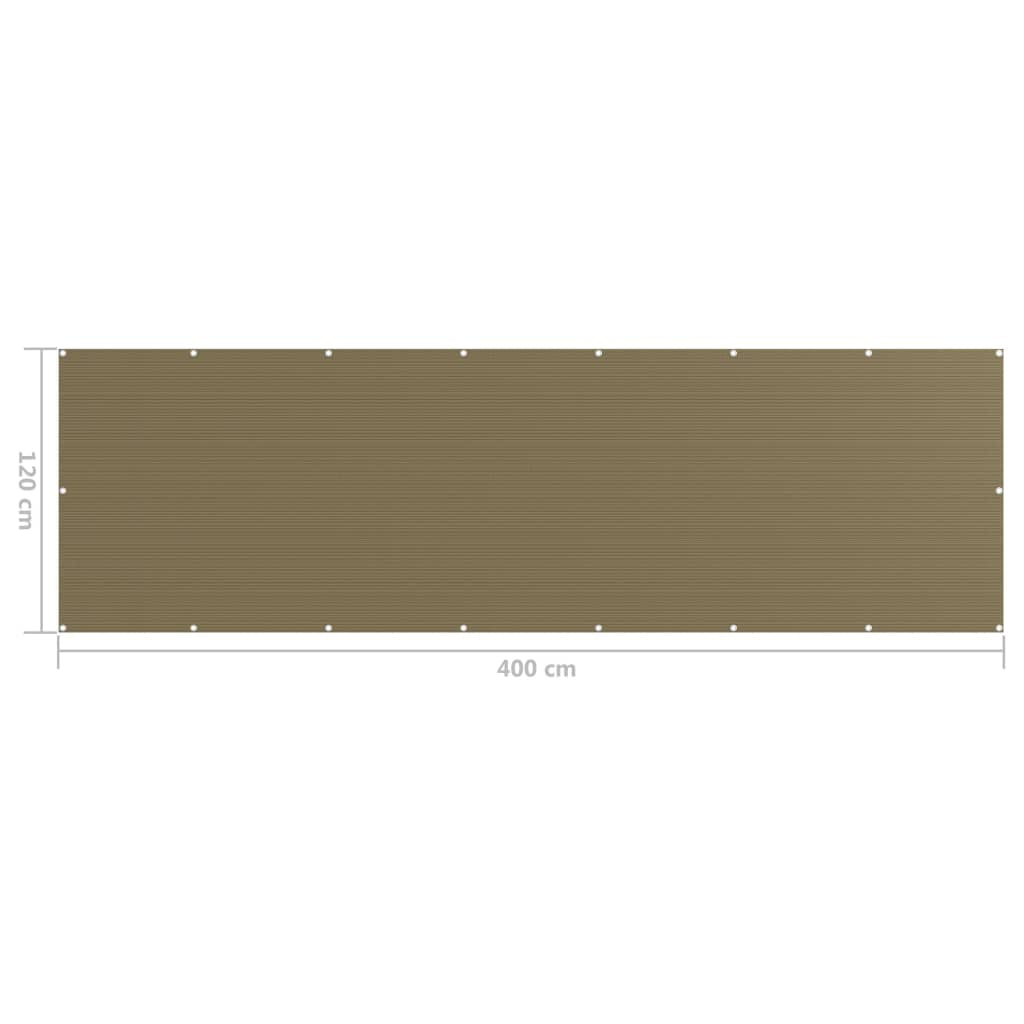 Vidaxl Toldo Para Balcón Hdpe Gris Taupe 120x400 Cm_4