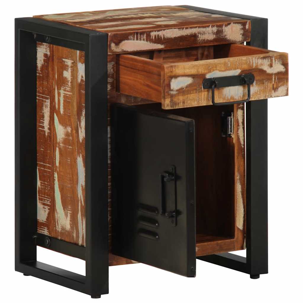 Mesilla De Noche Multicolor 40x30x50 Cm Madera Maciza Reciclada_1