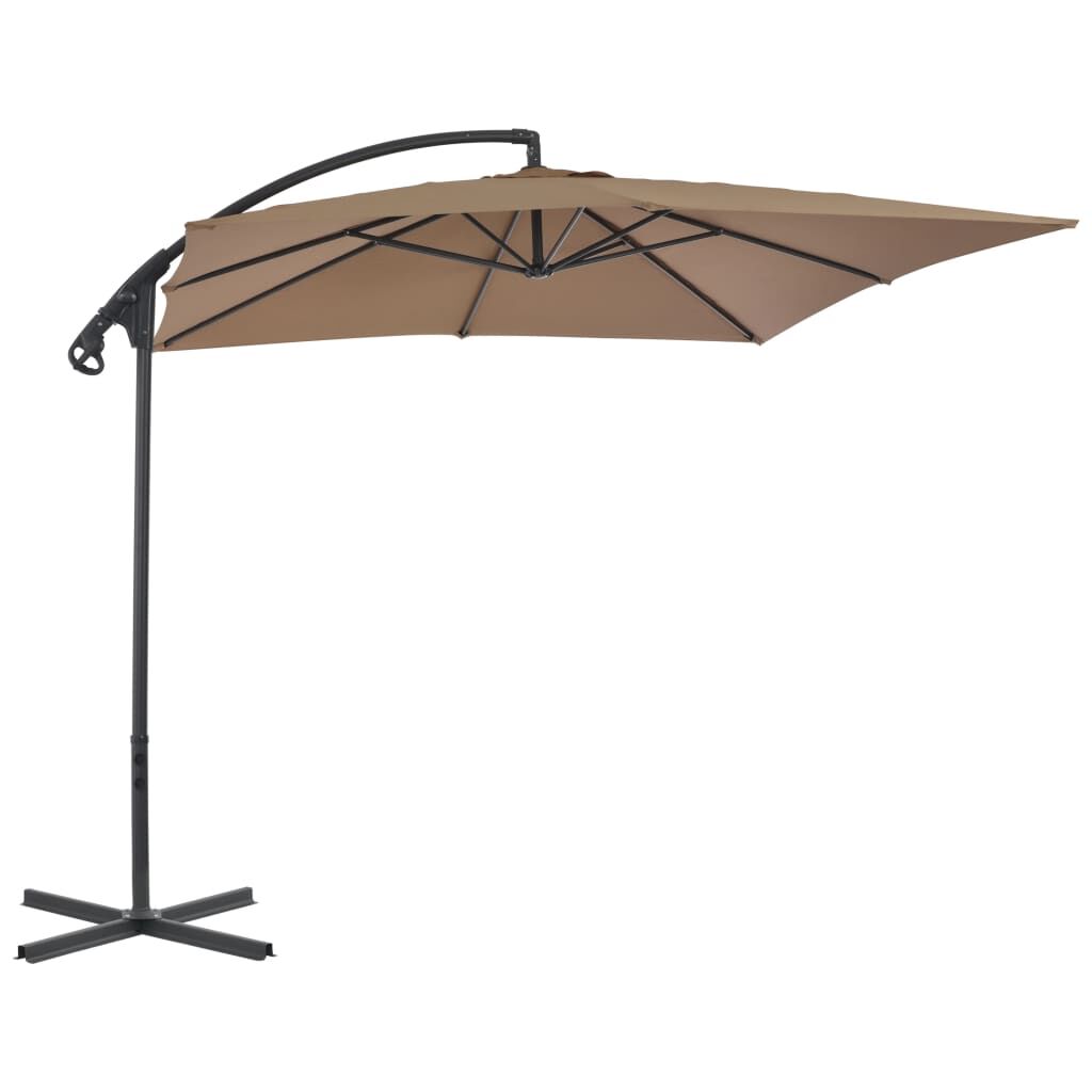 Vidaxl Sombrilla De Jardín Voladiza Con Palo De Acero Taupe 250x250 Cm_0