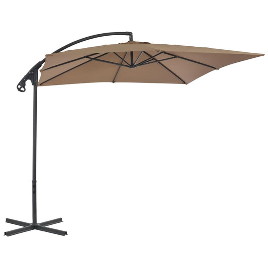 Vidaxl Sombrilla De Jardín Voladiza Con Palo De Acero Taupe 250x250 Cm_0