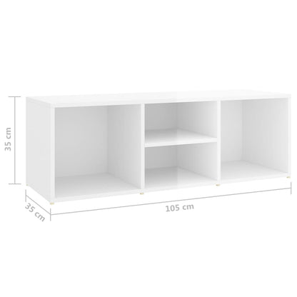 Vidaxl Banco Zapatero Madera Contrachapada Blanco Brillo 105x35x35 Cm_2