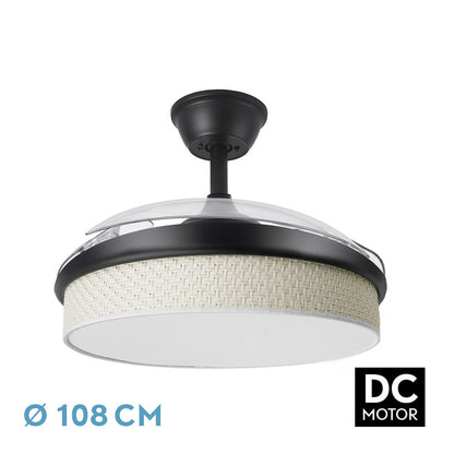 Ventilador Dc Moda 72w Negro/caã±izo Blanco 108d 3aspas 7200lm 3000k,4000k,6000k Remoto+memoria+temporizador_0