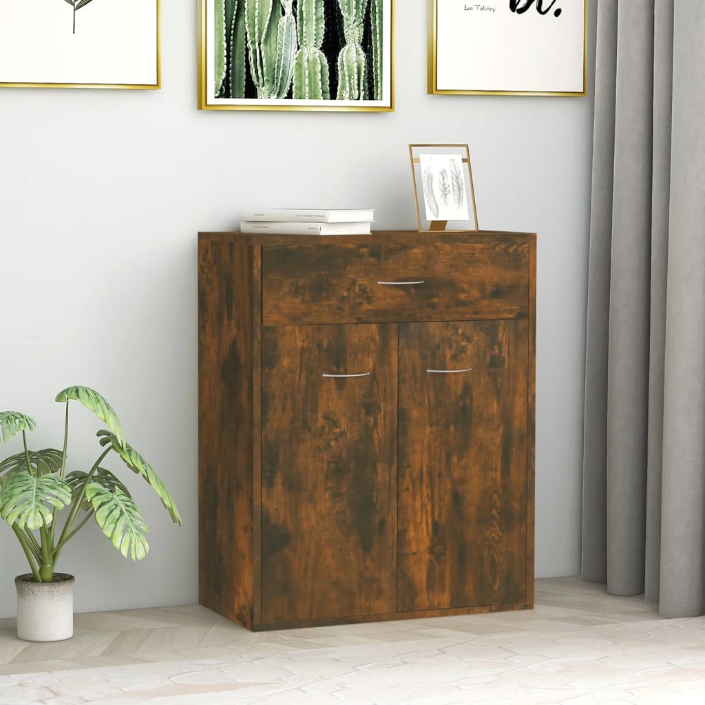 Aparador Madera Contrachapada Color Roble Ahumado 60x30x75 Cm / Vetonek_4