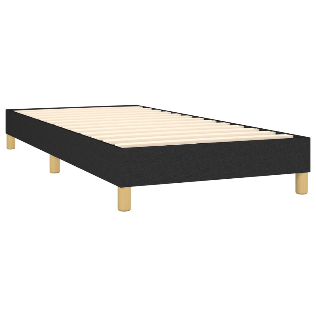 Cama Box Spring Con Colchón Y Led Tela Negro 90x190 Cm / Vetonek_5