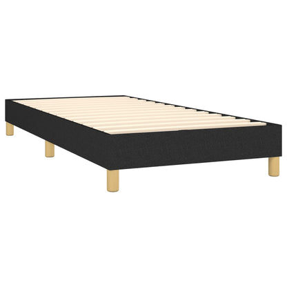 Cama Box Spring Con Colchón Y Led Tela Negro 90x190 Cm / Vetonek_5