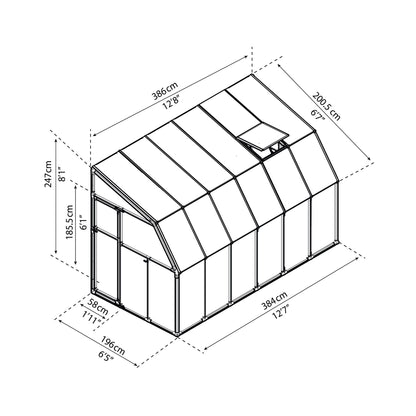 Pérgola fechada para solário 386x200 cm 