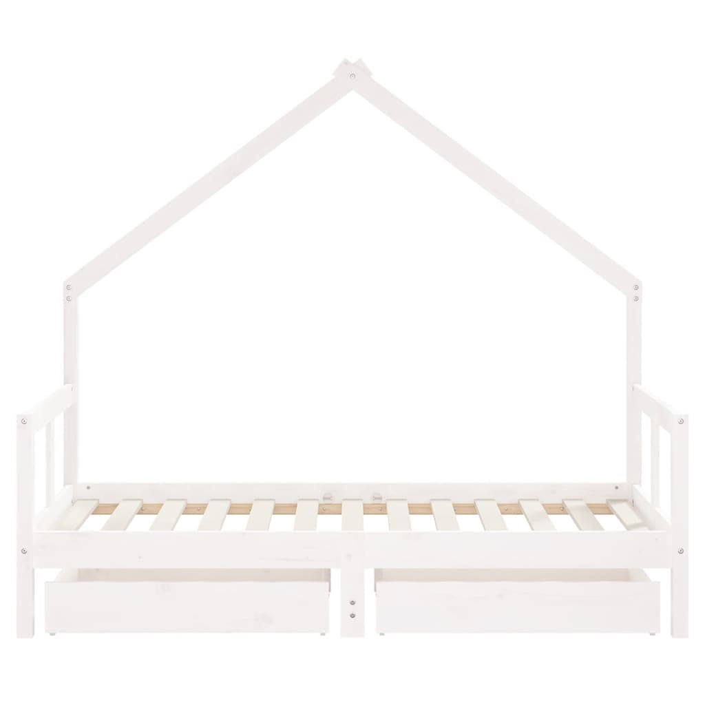 Vidaxl Estructura Cama Infantil Y Cajones Madera Pino Blanco 80x160 Cm_4