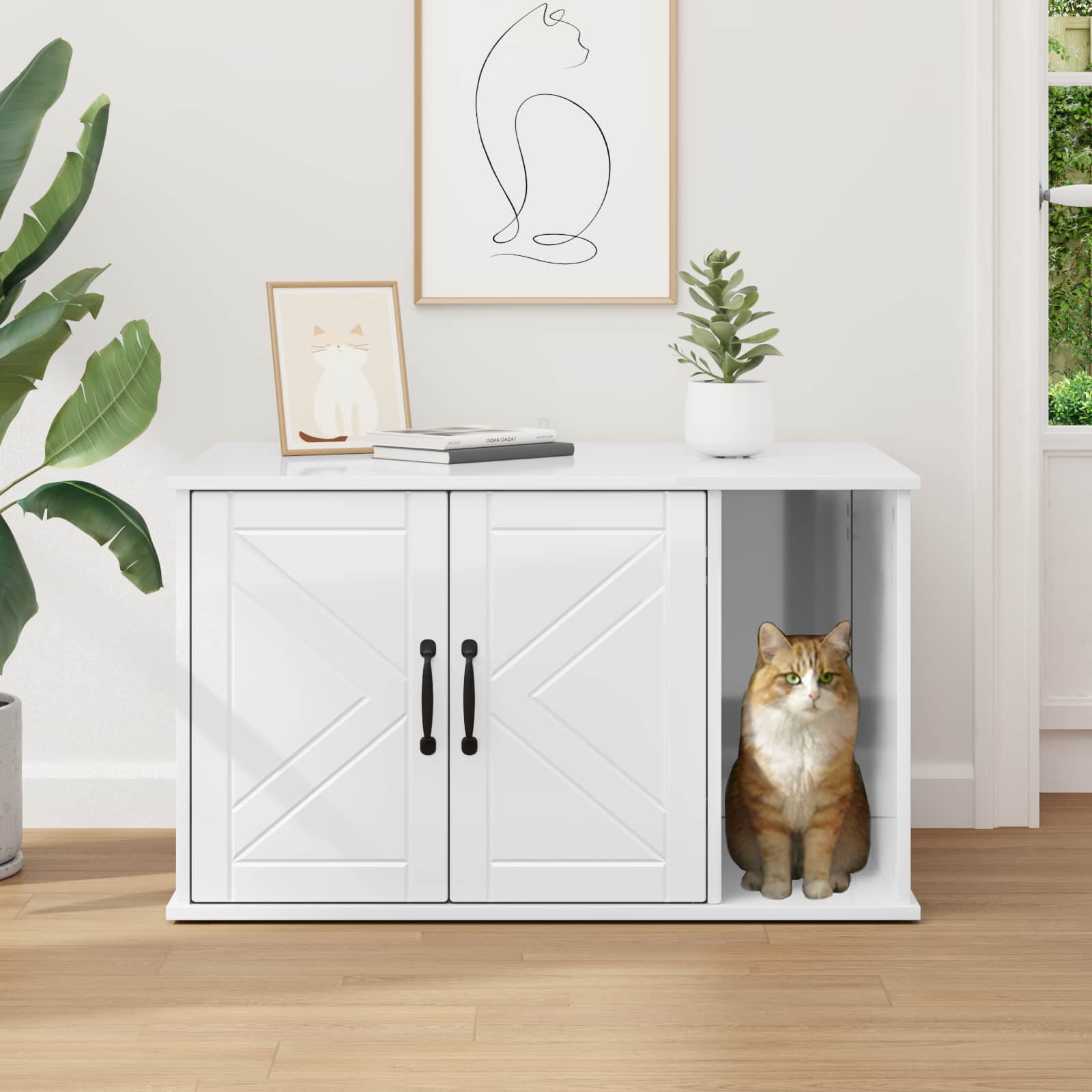 Casa Para Gatos Brillante 85 X 55 X 50 Cm Madera De Ingeniería_3