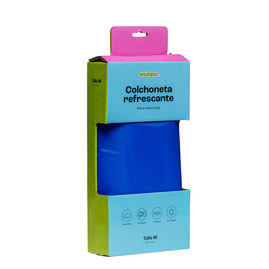 Colchoneta De Gel Refrescante Para Perro Talla M De 65x50cm En Color Azul Liso Wuapu_0
