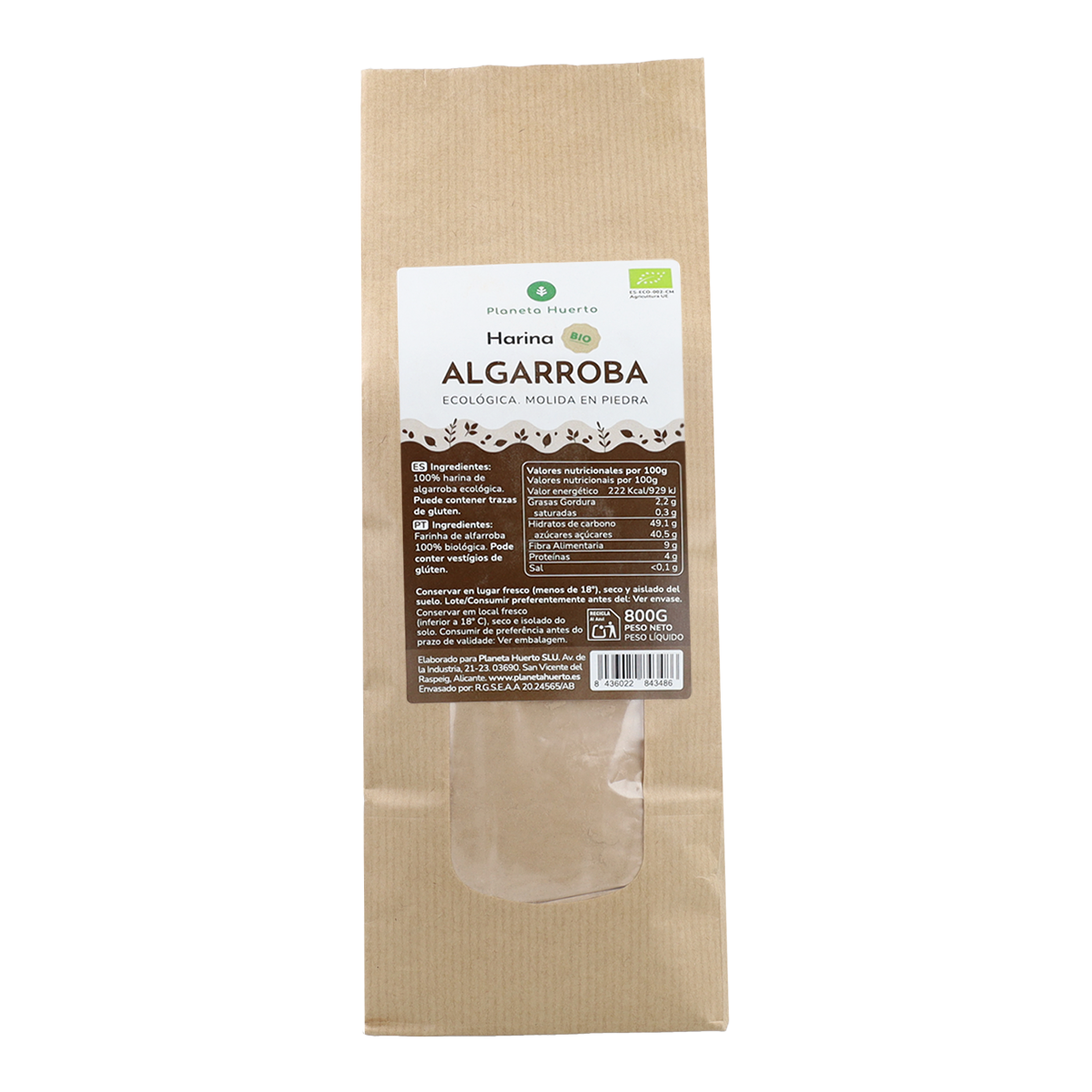Farinha de Alfarroba Eco Planeta Huerto 800 g