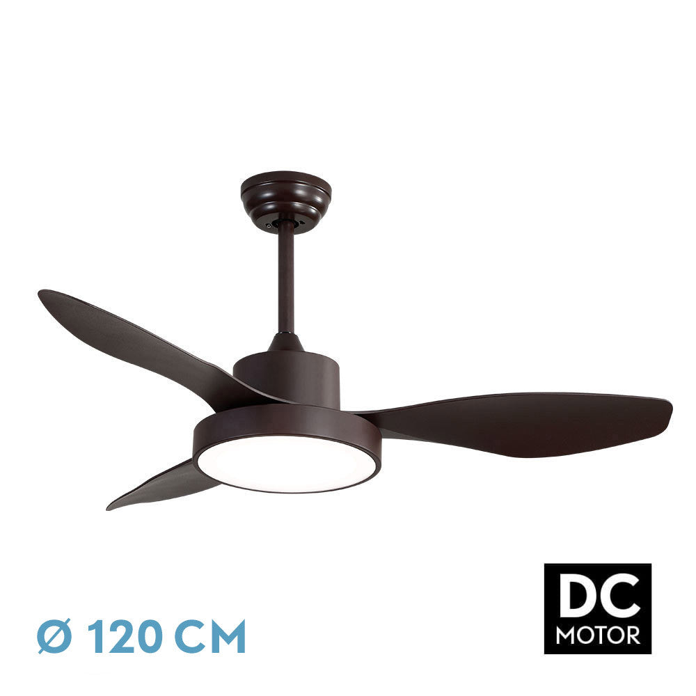 Ventilador Dc Hayate 48w 4080lm Marron 3 Asp 39/54x120x120cm 3000-4000-6000k C/remoto, Memoria Y Temporizador_0