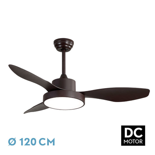 Ventilador Dc Hayate 48w 4080lm Marron 3 Asp 39/54x120x120cm 3000-4000-6000k C/remoto, Memoria Y Temporizador_0