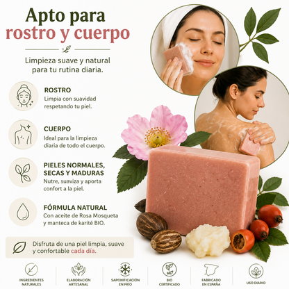 Jabón de Rosa Mosqueta 100 g | Limpieza Suave para Rostro y Cuerpo_4