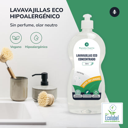 Máquina de lavar loiça manual hipoalergénica e sem fragrância ECO Planeta Huerto 750 ml